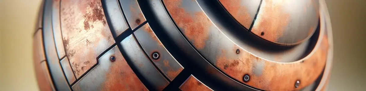 3D-Rendering eines rostigen, segmentierten Metallobjekts