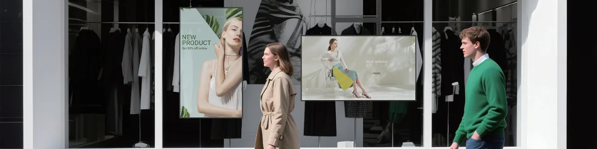 Digital Signage Bildschirm in einem Schaufenster